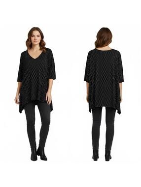 Stylemint Polka Dot Top V-Neck Casual Blouse Short Sleeve Black Size 5